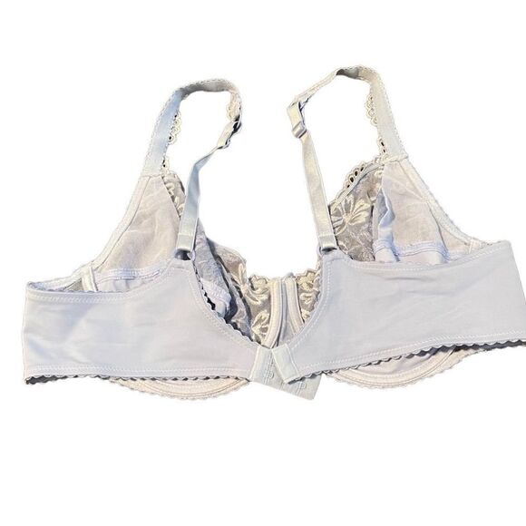 Chantelle- UnLined Lace Full Coverage Bra Ice Blue Floral Embroidered, Size 42D - Picture 6 of 11